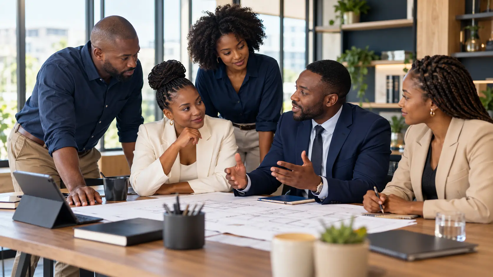 Black South African business professionals planning together